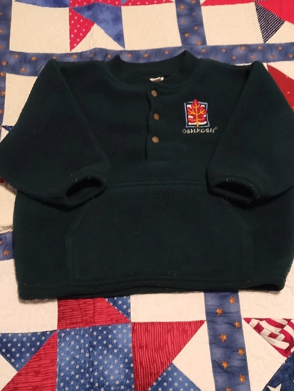 Vintage Kids OshKosh B'gosh Dark Green Fleece Pullover